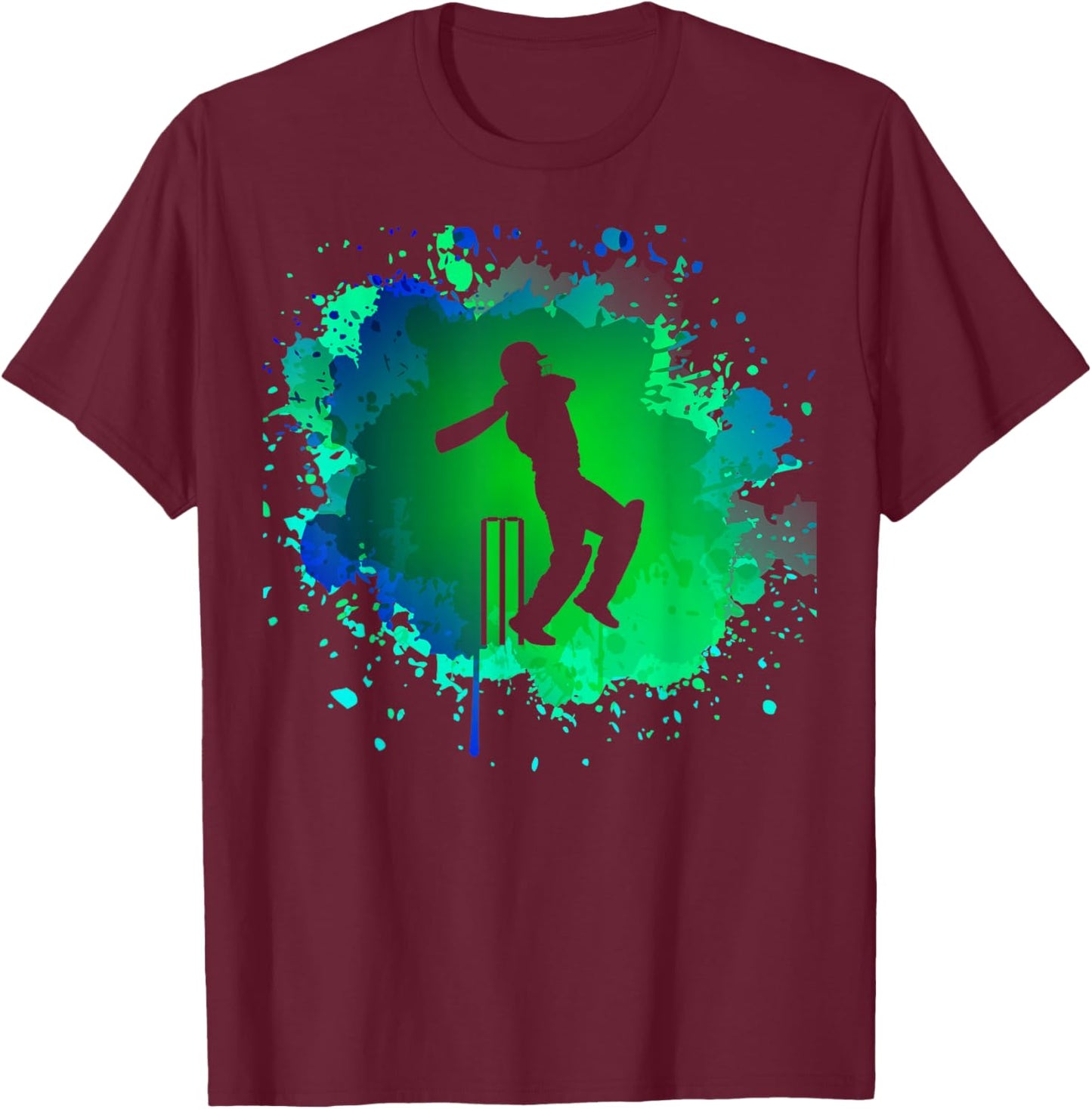 Cricket Batsman Design for Cricketer | Boys Cricket T-Shirt - T-Shirt | Maroon