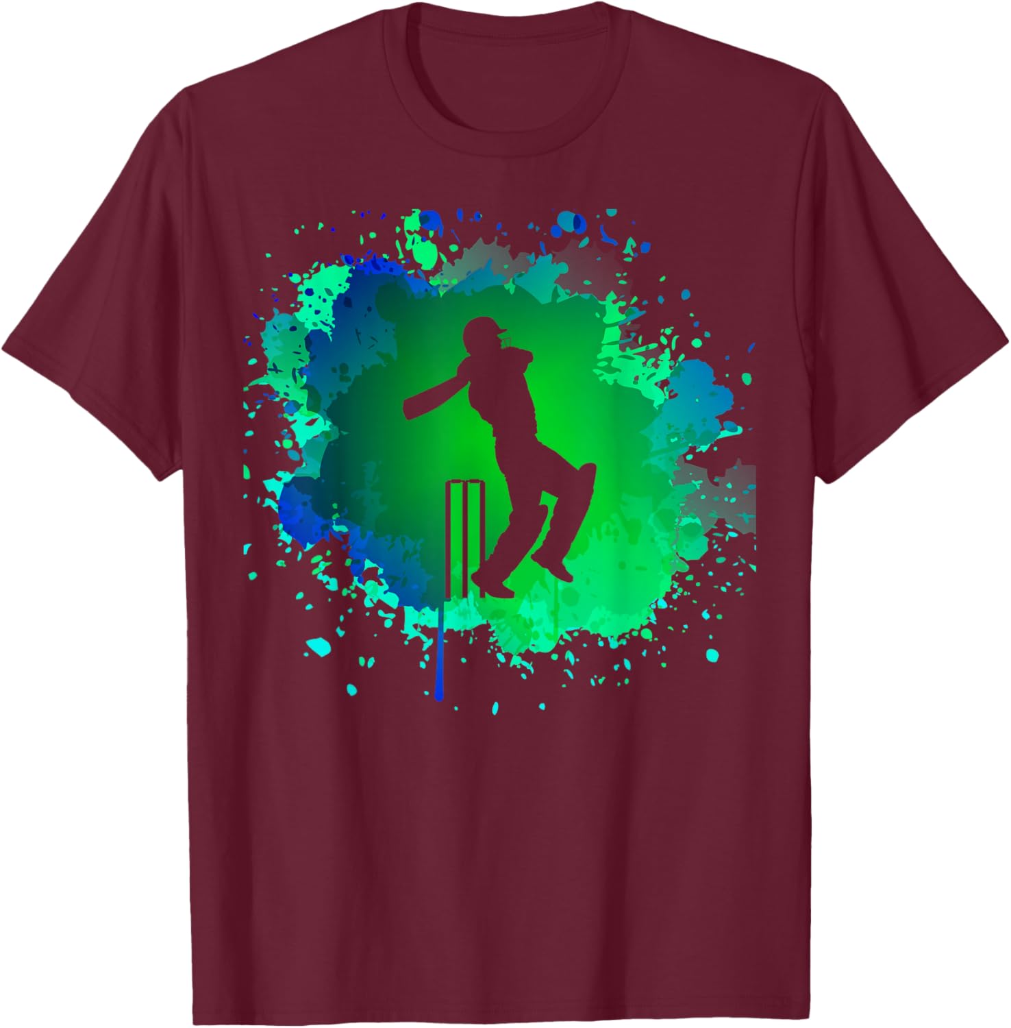 Cricket Batsman Design for Cricketer | Boys Cricket T-Shirt - T-Shirt | Maroon