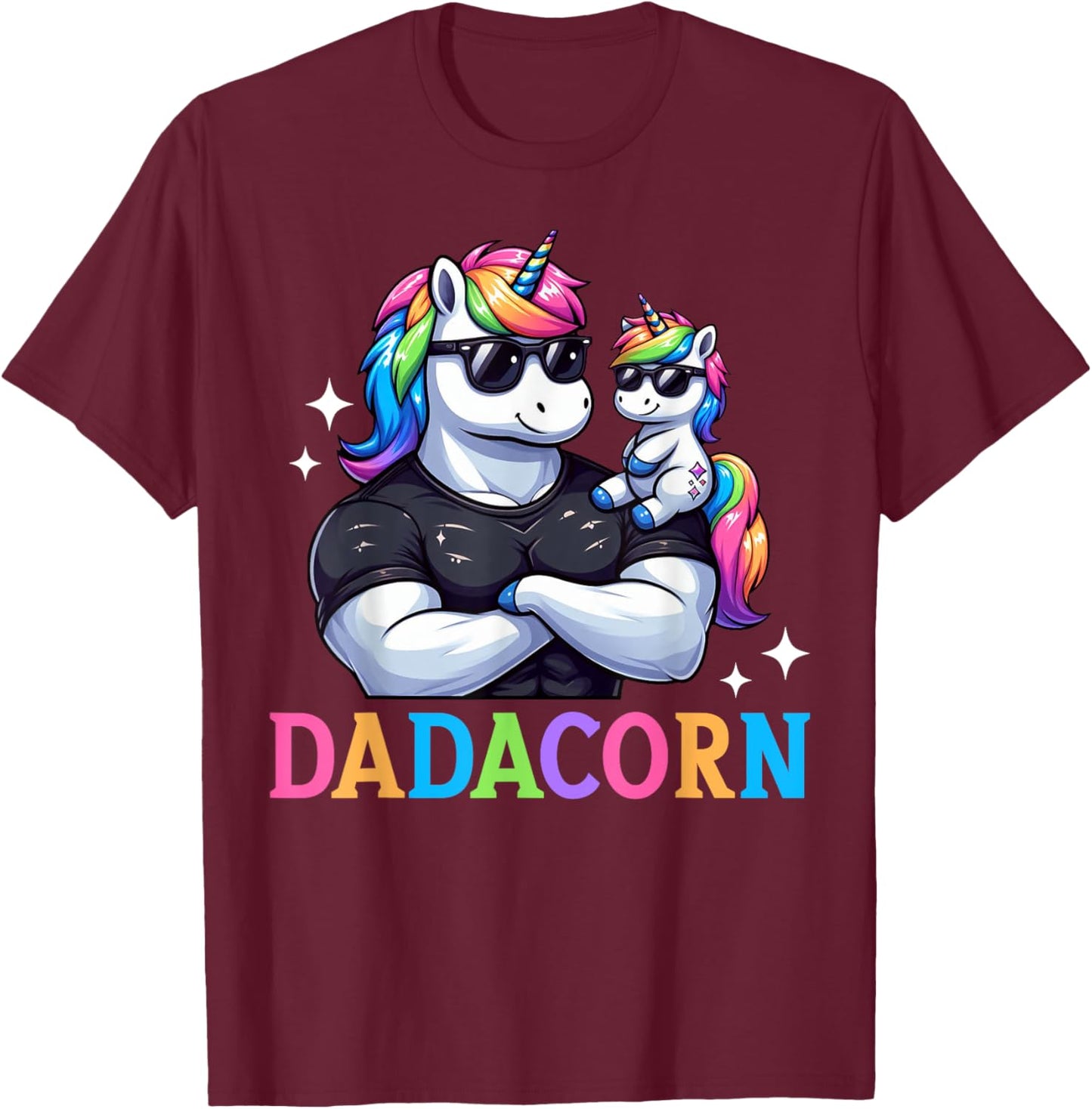 Dadacorn Unicorn Dad Papa Father's Day Daughter T-Shirt - T-Shirt | Maroon