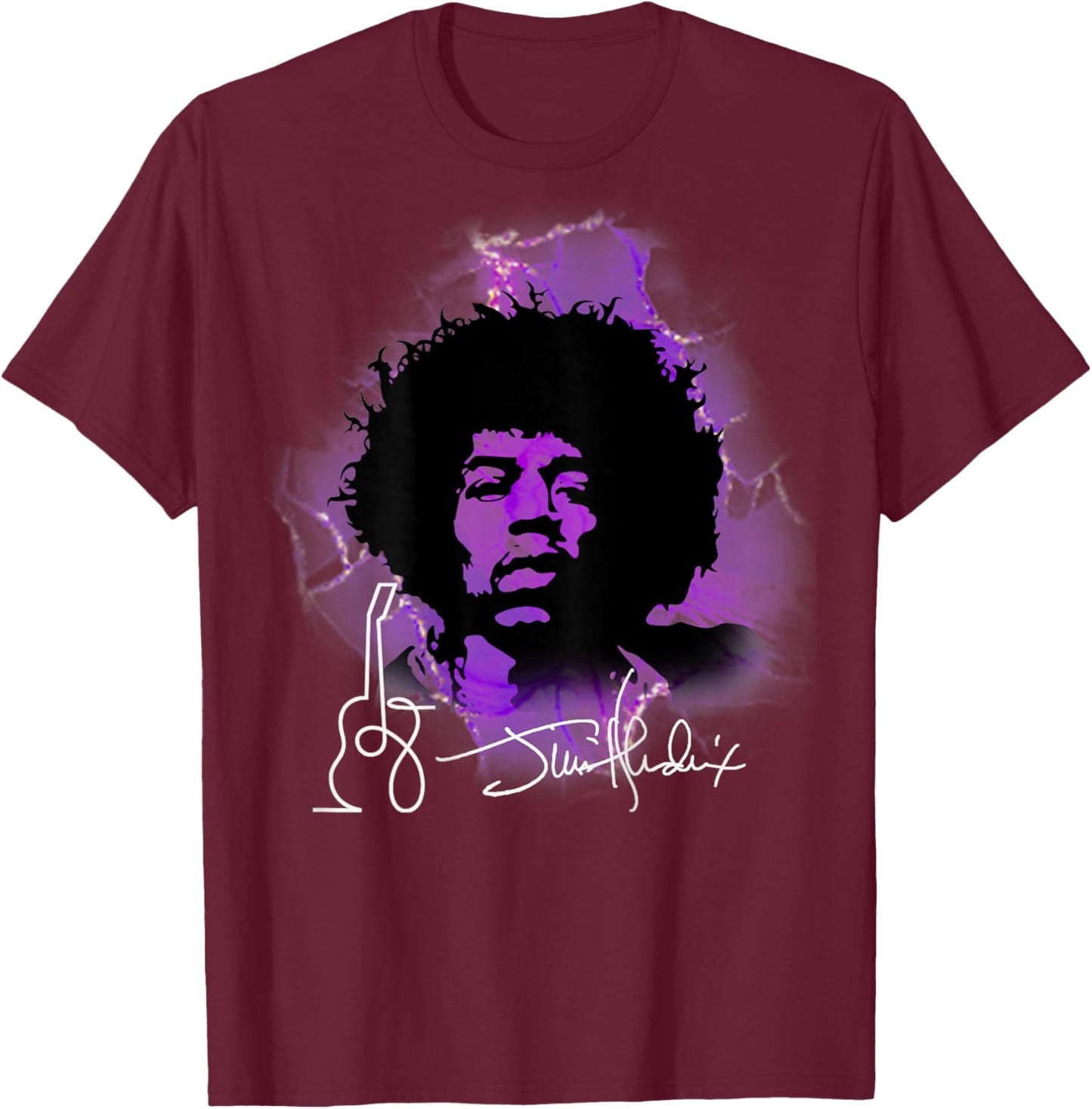 Jimi Hendrix_002_Back Printed T-Shirt - T-Shirt | Maroon