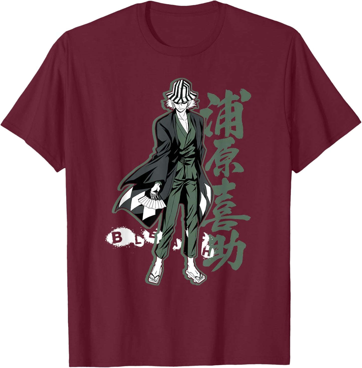 Bleach Kisuke with Vertical Kanji Anime T-Shirt - T-Shirt | Maroon