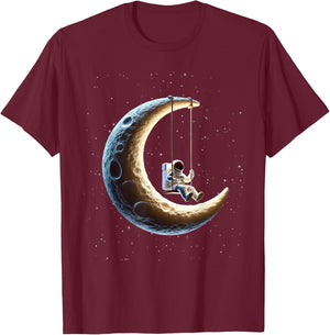 Funny Astronaut Moon gift Men Women kids astronomy space T-Shirt - T-Shirt | Maroon