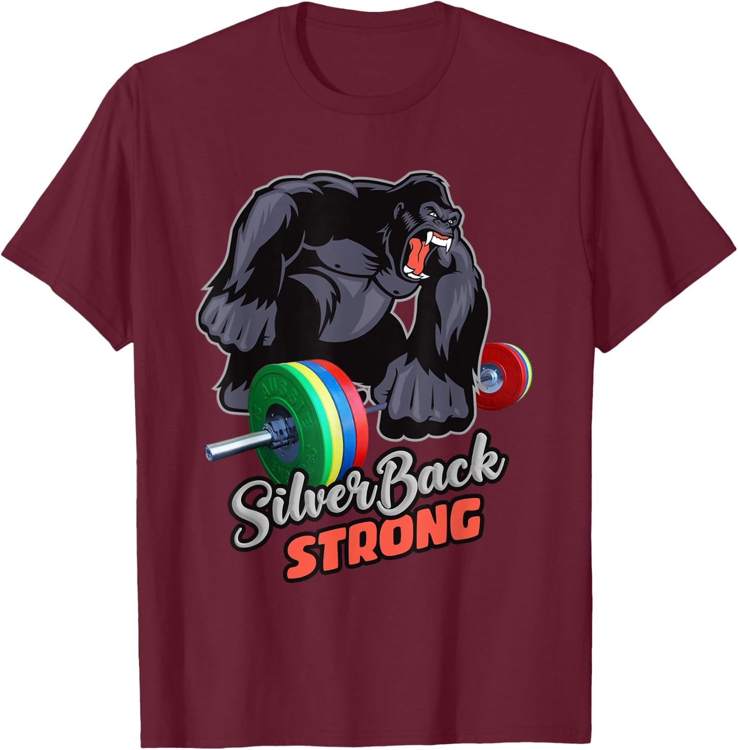 Silverback Strong - Gorilla - Gym Work Out T-Shirt - T-Shirt | Maroon