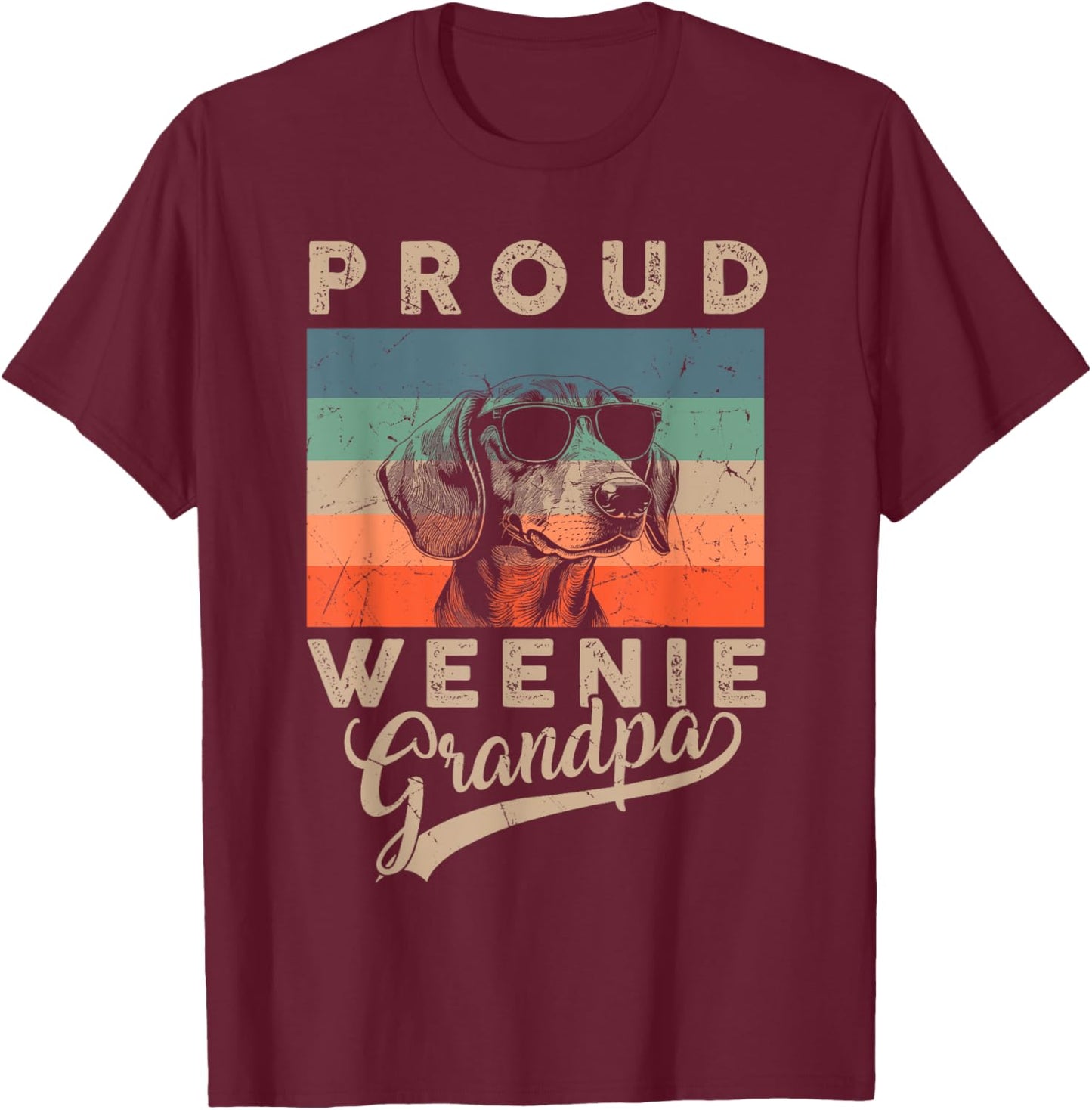 Vintage Proud Weenie Dog Grandpa Dachshund Dog Father's Day Women Kids T-Shirt - T-Shirt | Maroon