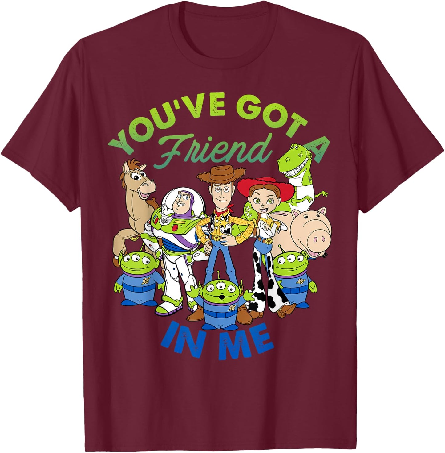 Disney Pixar Toy Story Cartoon Group Shot Graphic T-Shirt - T-Shirt | Maroon