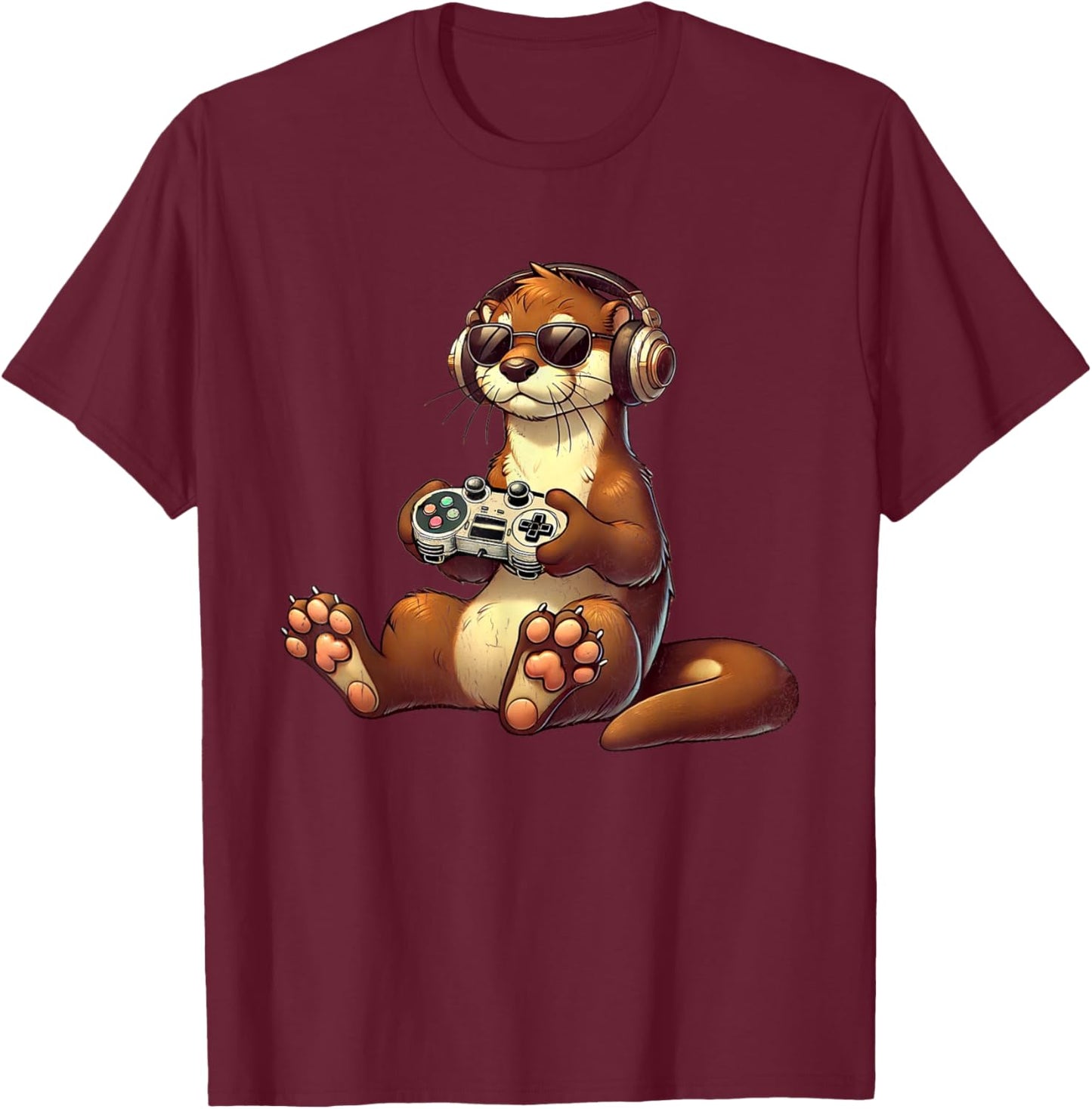 Retro Gamer Funny Video Games Otter Funny Retro Otter Gaming T-Shirt - T-Shirt | Maroon