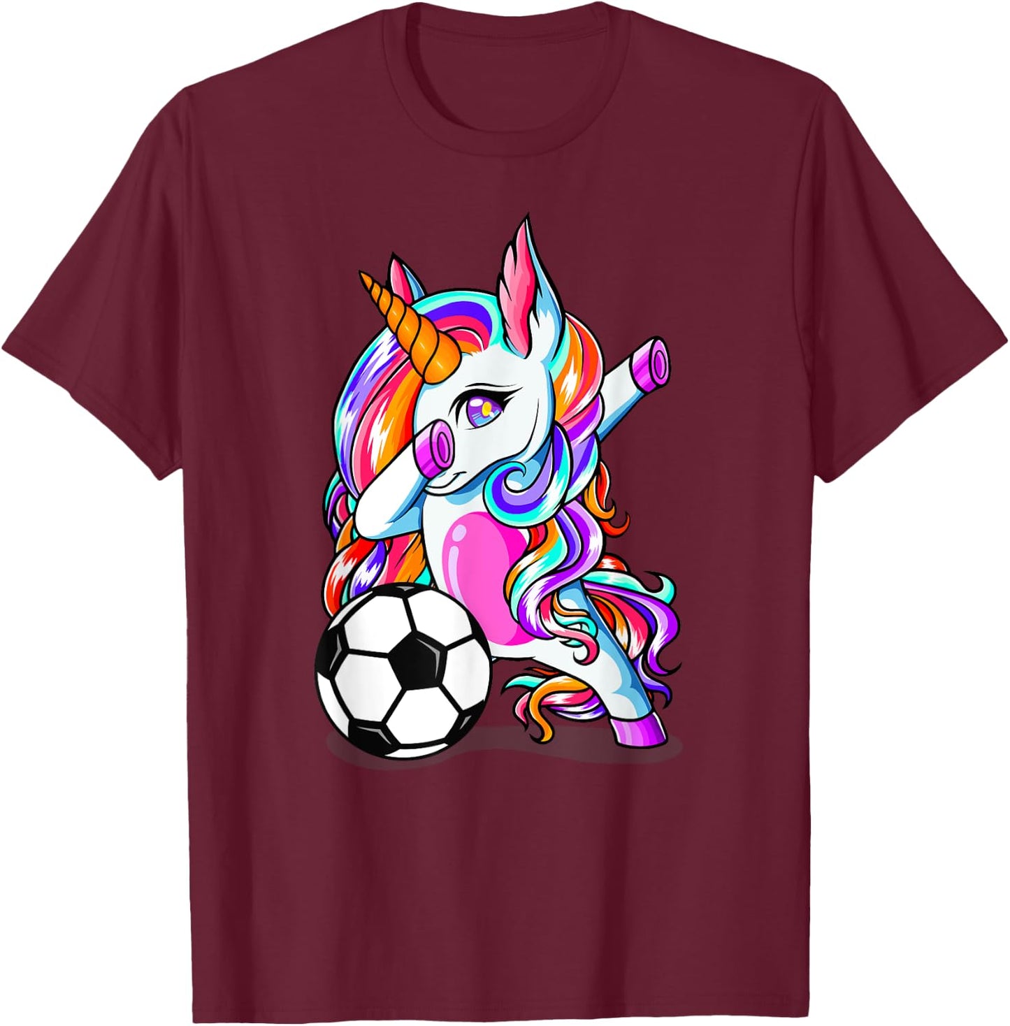 Dabbing Unicorn Football Funny Sport Soccer Lover Girl Gifts T-Shirt - T-Shirt | Maroon