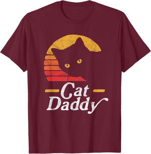 Cat Daddy Vintage Eighties Style Cat Retro Distressed T-Shirt - T-Shirt | Maroon