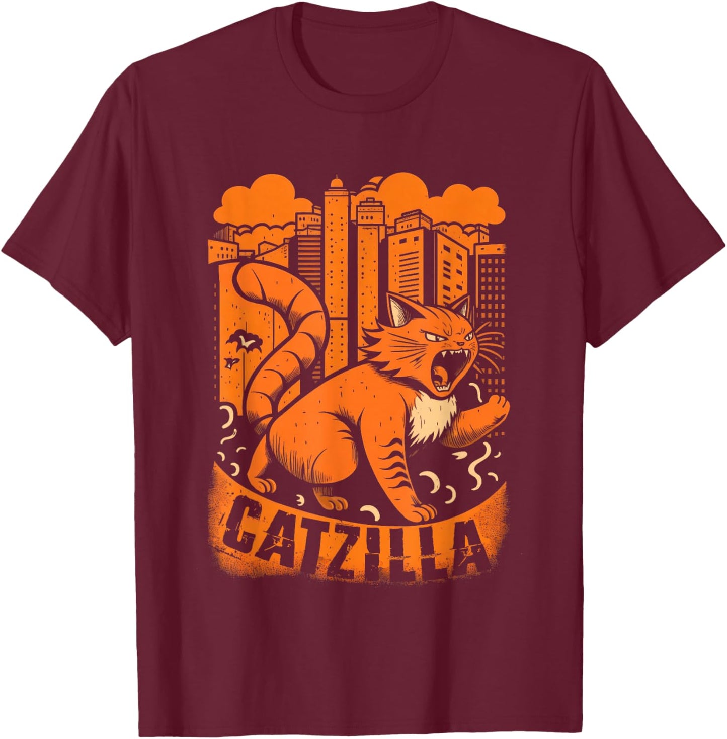 Catzilla Cat Shirt , Cat Shirt Cat Lover T-Shirt - T-Shirt | Maroon