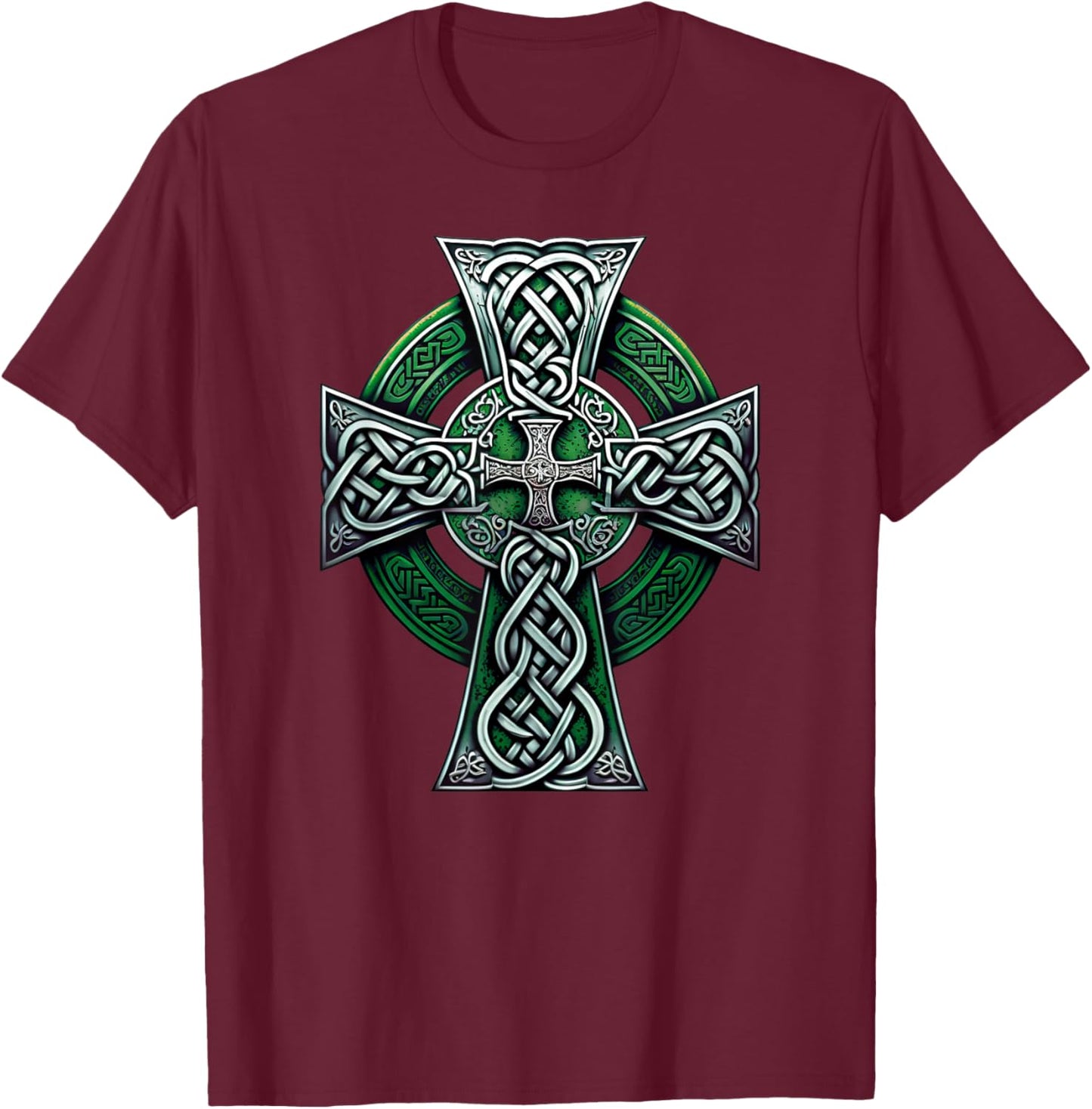 Irish Celtic Cross Knot Christian Holy Trinity Scottish Celt T-Shirt - T-Shirt | Maroon
