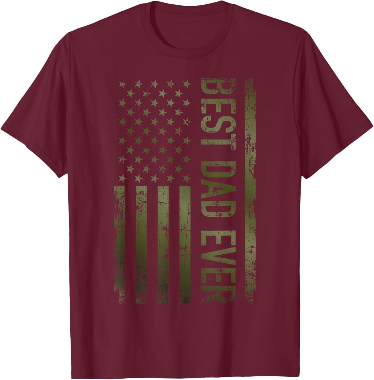 Best dad Ever American Military Camouflage Flag Gift Father T-Shirt - T-Shirt | Maroon