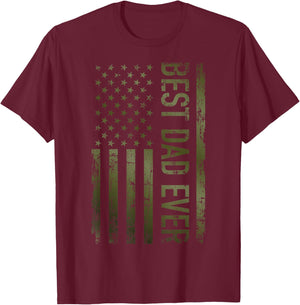 Best dad Ever American Military Camouflage Flag Gift Father T-Shirt - T-Shirt | Maroon