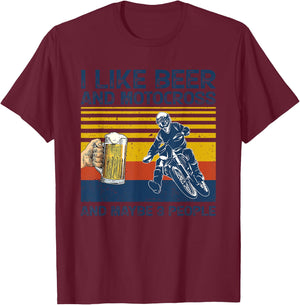 I Like Beer And Motocross And Maybe 3 People Vintage T-Shirt - T-Shirt | Maroon