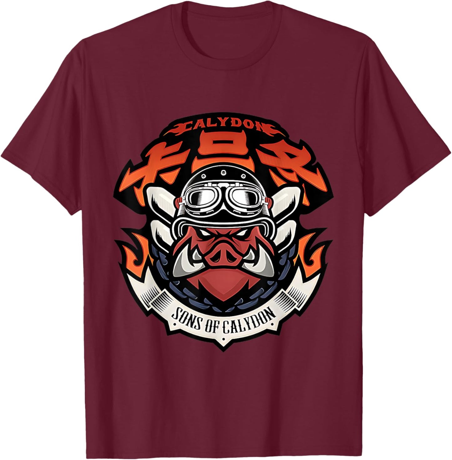 Proxy Agent Appareal Adult - Sons of Cali Themed - Black - Small - Short Sleeve - Modern Round Collar Straight Fit - Cartoon Pattern T-Shirt - T-Shirt | Maroon