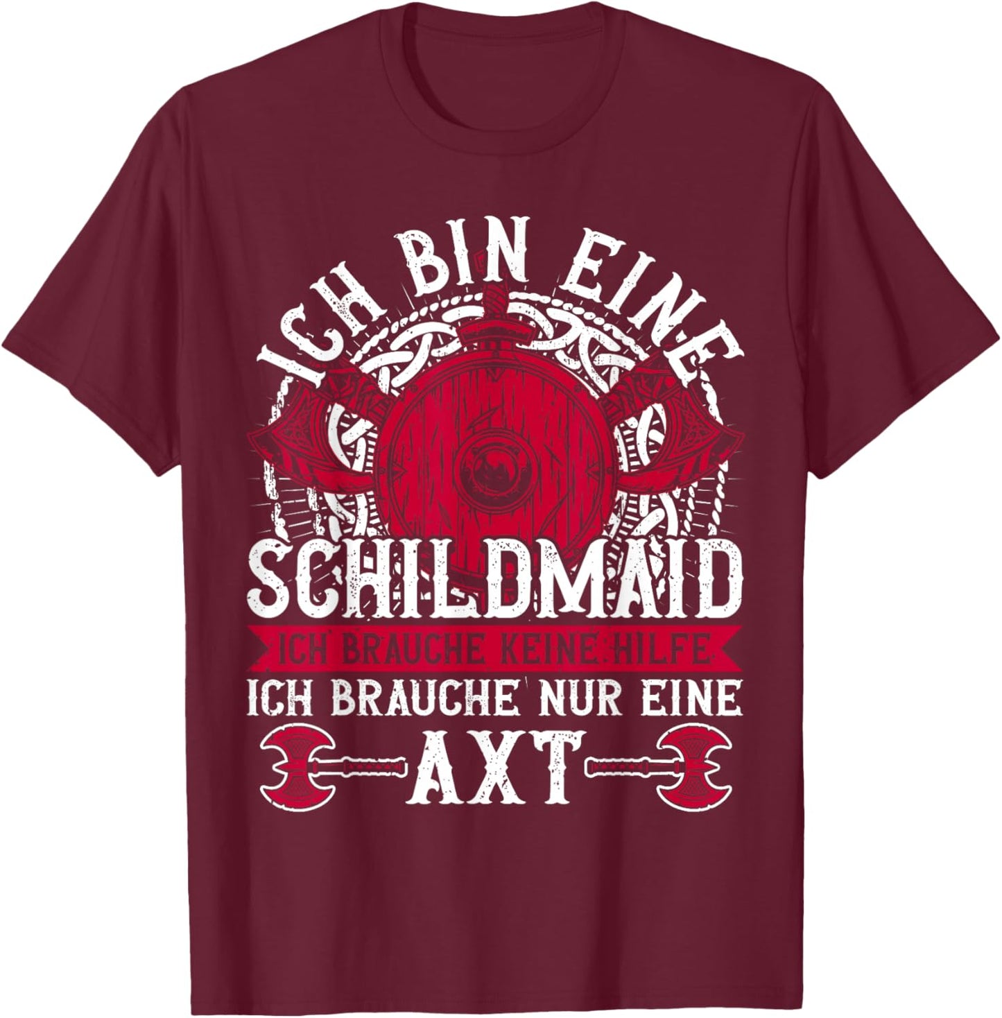 Wikinger Schildmaid Kostüm Damen, Kriegerin Wikinger Frauen T-Shirt - T-Shirt | Maroon