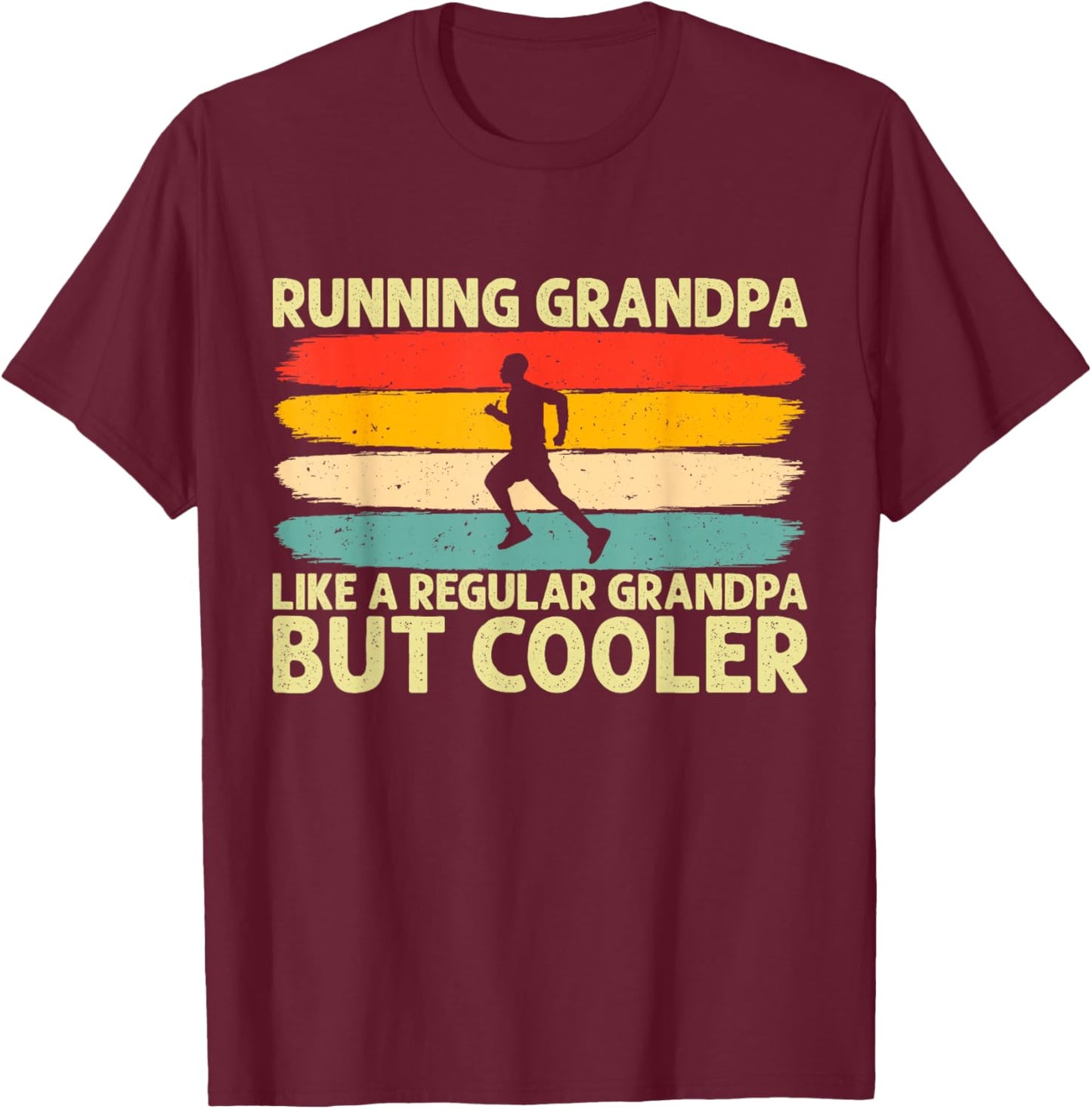 Running Grandpa Father Day Design Runner Grandfather T-Shirt - T-Shirt | Maroon