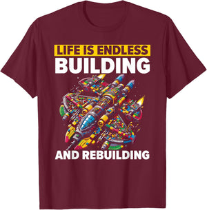 Master Builder Bricks Blocks Play Toys Building Blocks T-Shirt - T-Shirt | Maroon