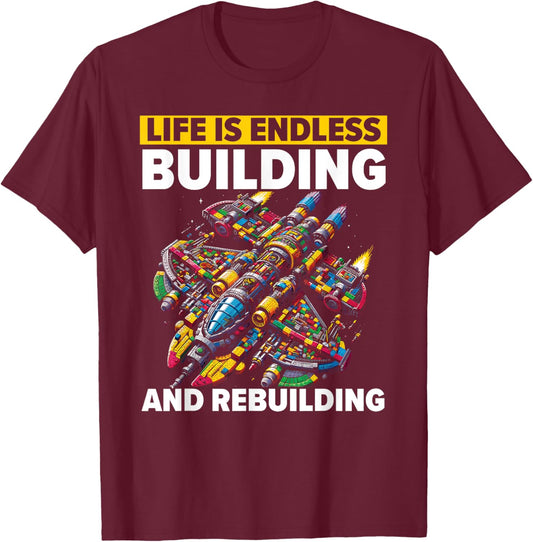 Master Builder Bricks Blocks Play Toys Building Blocks T-Shirt - T-Shirt | Maroon