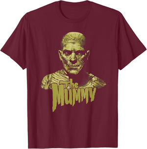 Universal Monsters The Mummy Dark Portrait T-Shirt - T-Shirt | Maroon