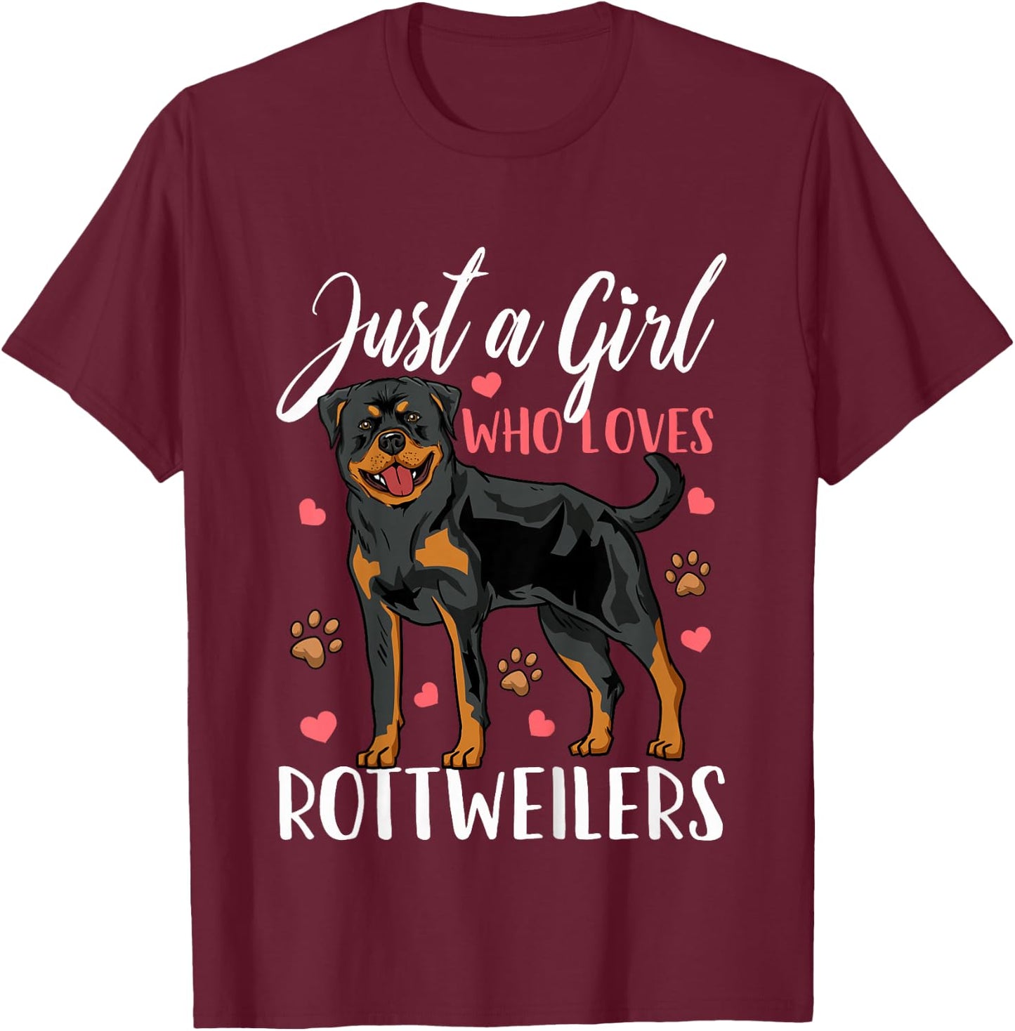 Kids Rottweiler Just A Girl Who Loves Rottweilers Gift T-Shirt - T-Shirt | Maroon