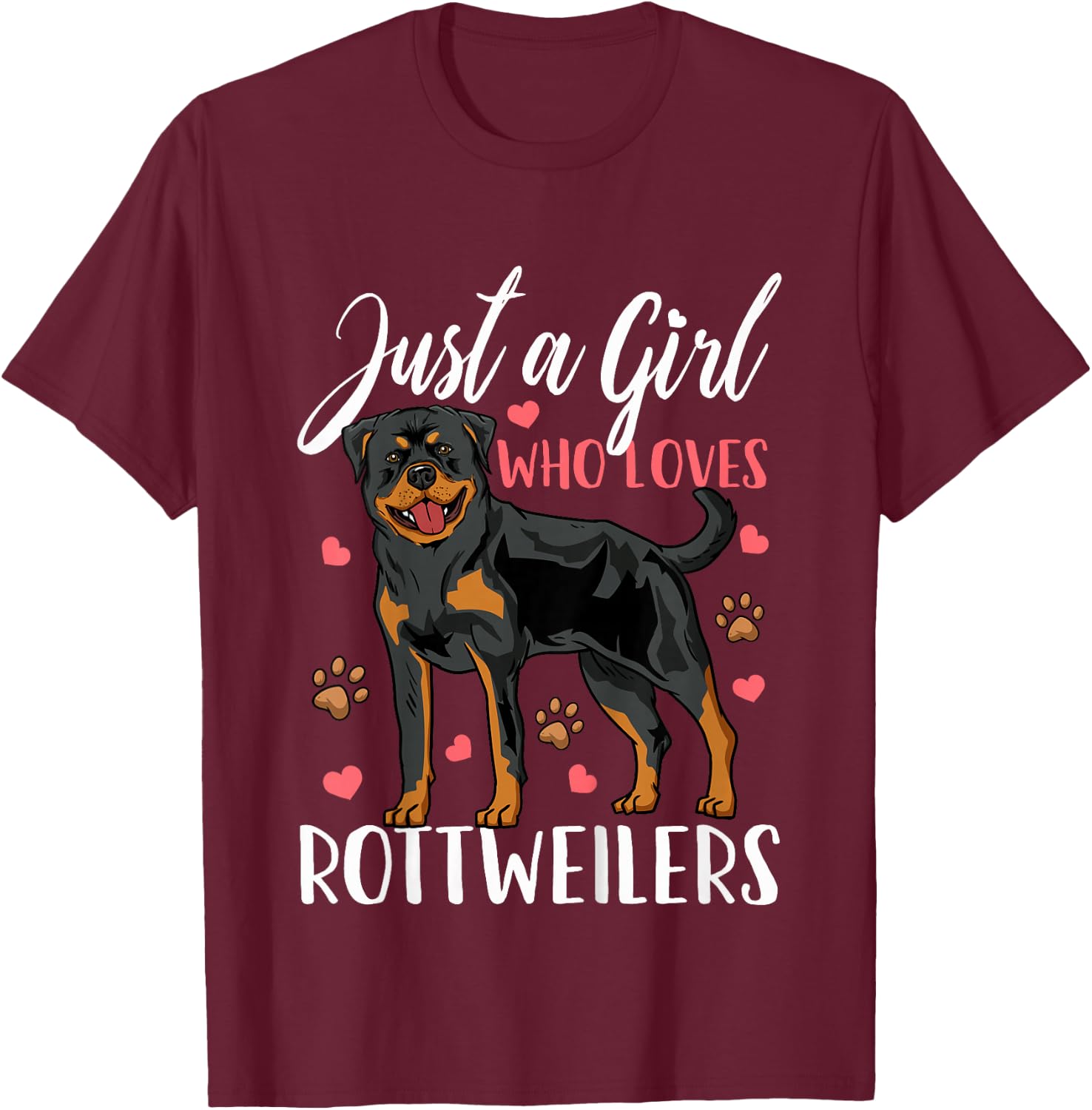 Kids Rottweiler Just A Girl Who Loves Rottweilers Gift T-Shirt - T-Shirt | Maroon