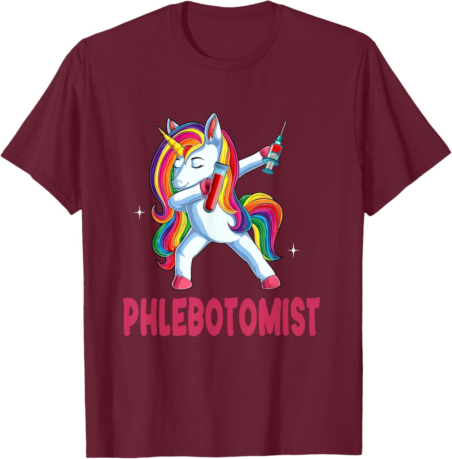 Phlebotomist Dabbing Unicorn Matching Family Proud Job Lover T-Shirt - T-Shirt | Maroon
