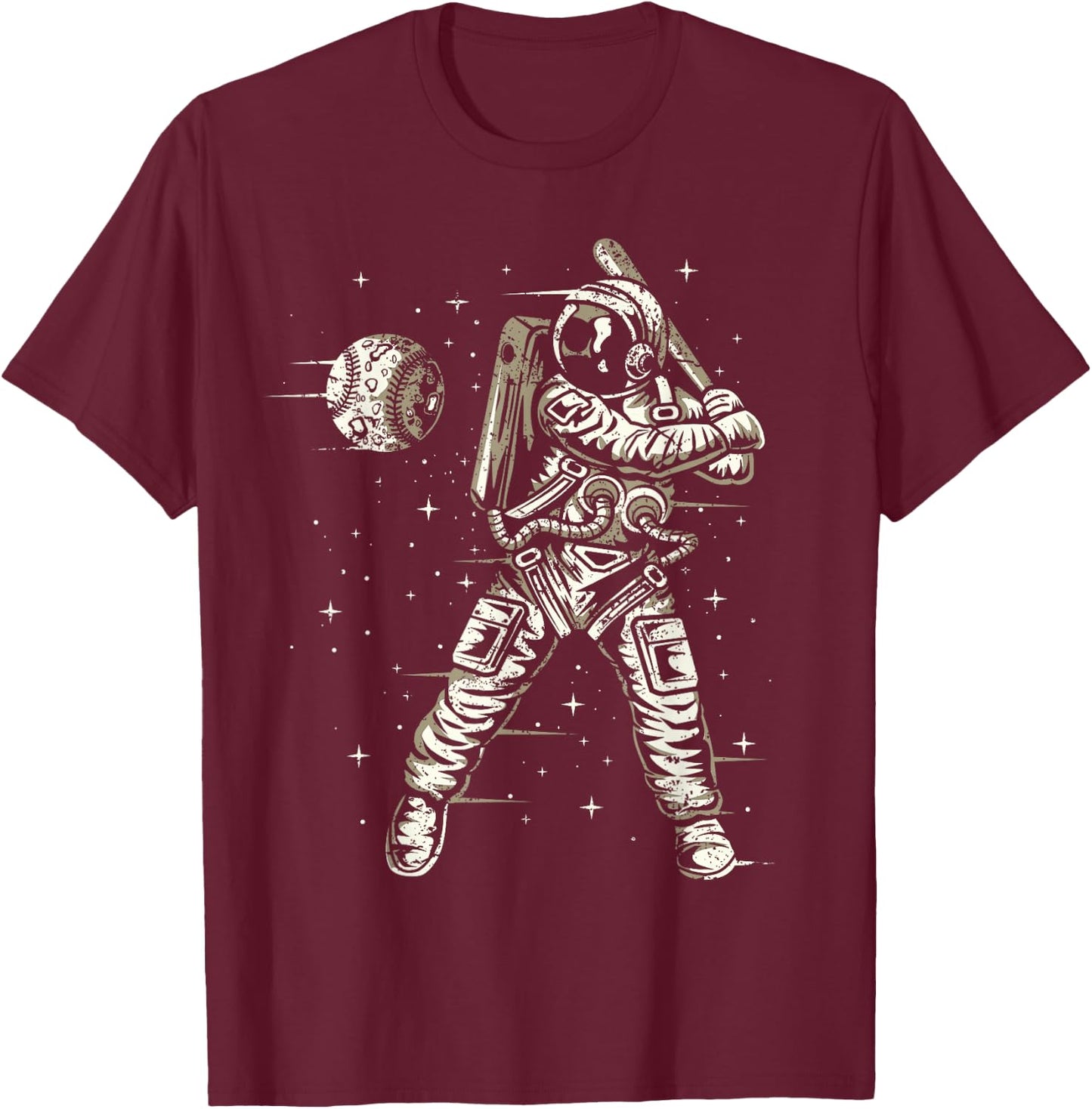 Funny Vintage Astronaut Boys Men Space Baseball T-Shirt - T-Shirt | Maroon