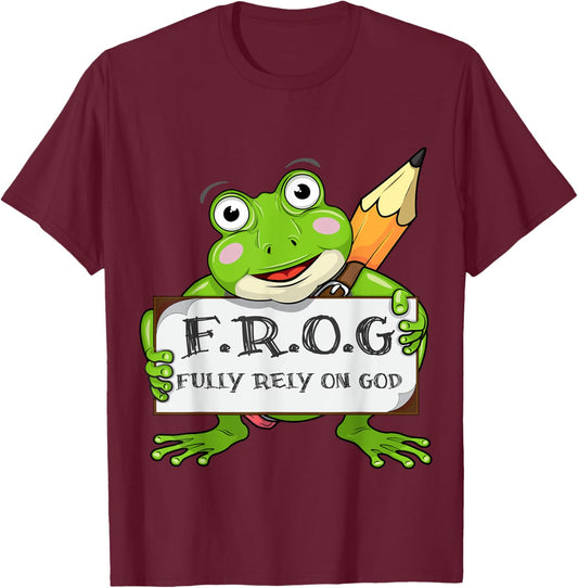 E-ZY Design+ Fully Rely On God Cool Jesus Cute Christian Lover gifts T-Shirt - T-Shirt | Maroon