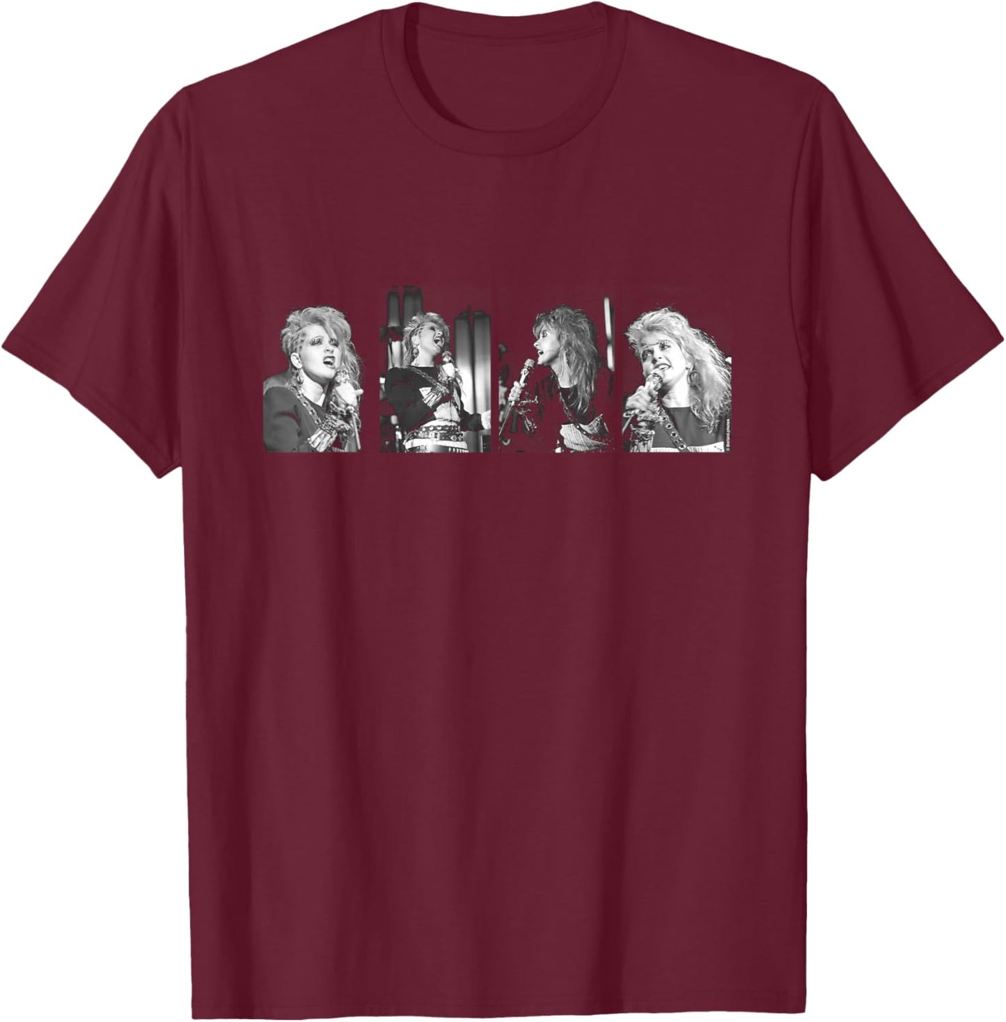 Cyndi Lauper Singing Live Four Tiles By Allan Ballard T-Shirt - T-Shirt | Maroon