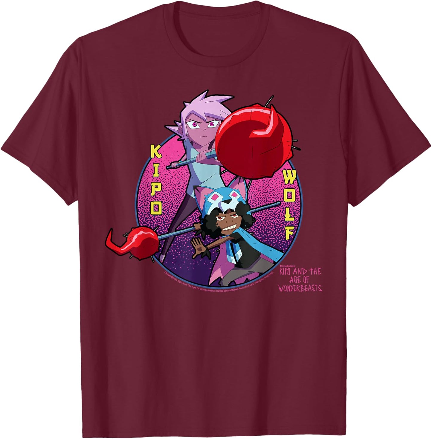 Kipo And The Age Of Wonderbeasts Kipo & Wolf T-Shirt - T-Shirt | Maroon