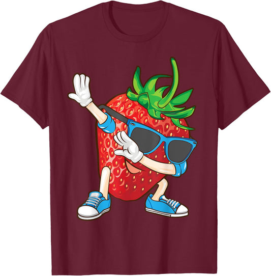 Cool Dabbing Strawberry | Funny Love Dancer Sweet Fruit Gift T-Shirt - T-Shirt | Maroon