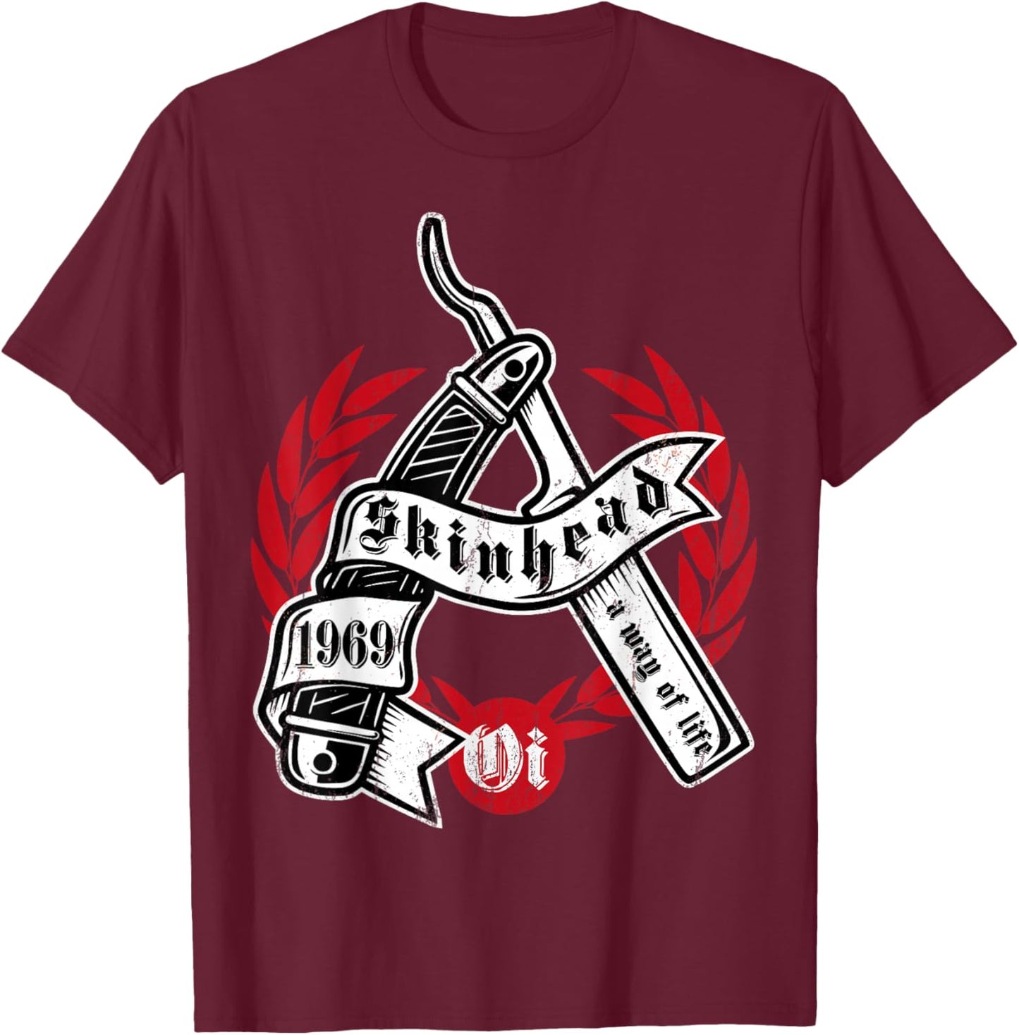 Oi Skinhead /Skinhead T-Shirt - T-Shirt | Maroon