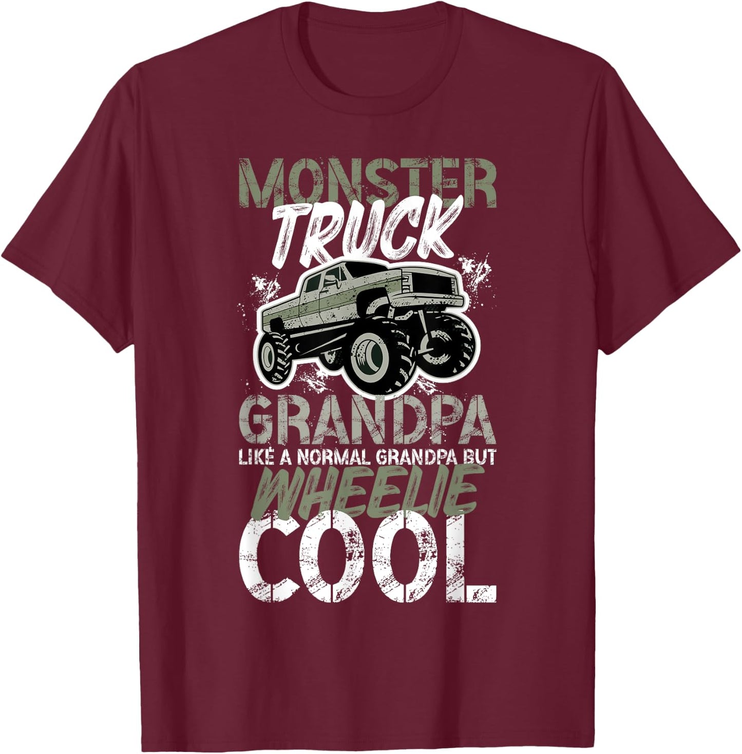 Monster Truck Grandpa Wheelie Cool Monster Truck Grandfather T-Shirt - T-Shirt | Maroon