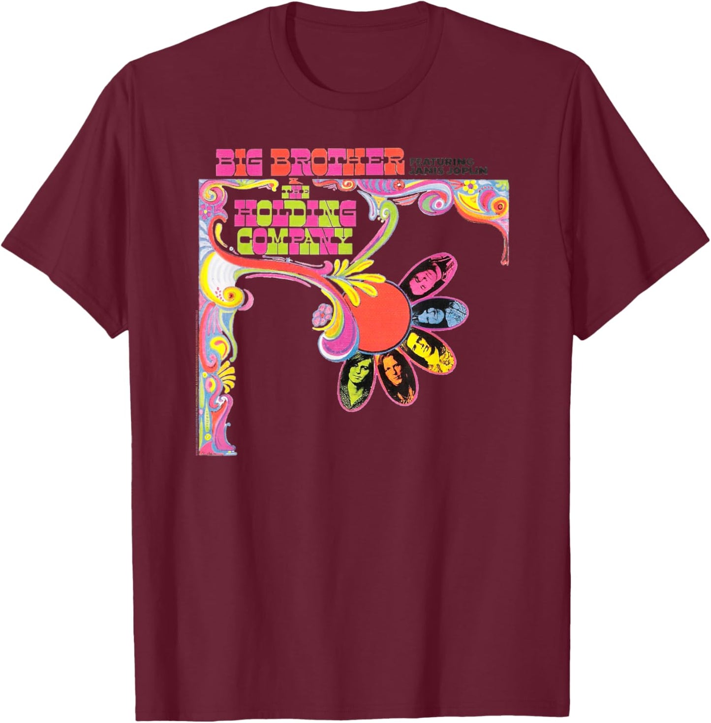 Big Brother and the Holding Company featuring Janis Joplin T-Shirt - T-Shirt | Maroon