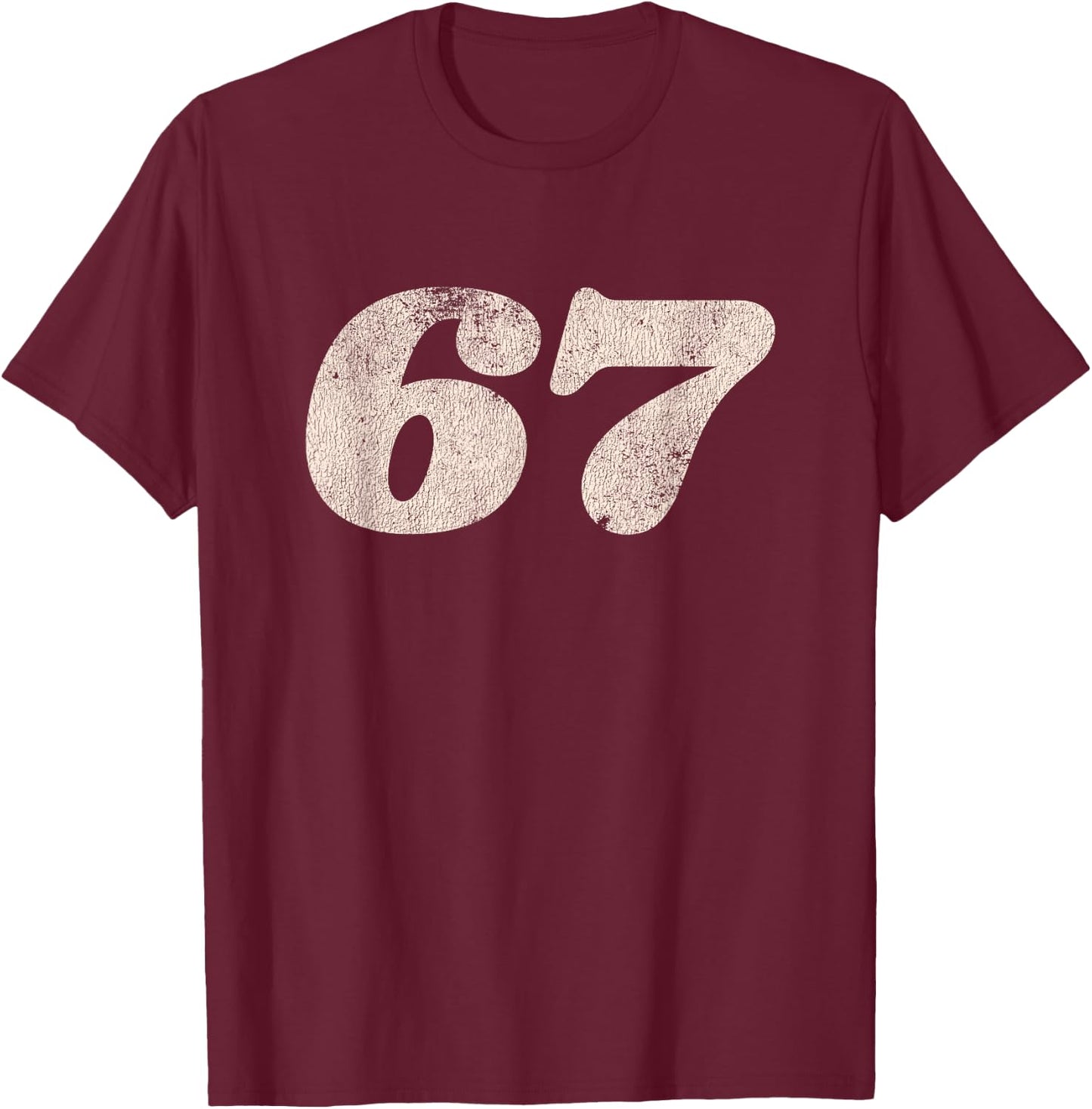 Number 67 (sixty-seven) Retro Motorcycle Racing T-Shirt - T-Shirt | Maroon