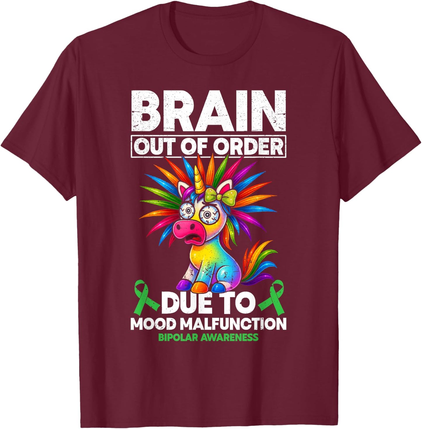 Bipolar Warrior Funny Bipolar Disorder T-Shirt - T-Shirt | Maroon