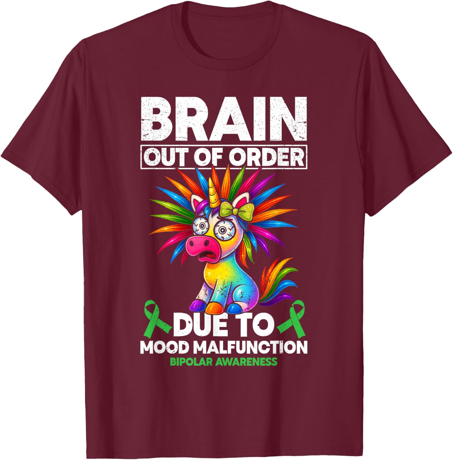 Bipolar Warrior Funny Bipolar Disorder T-Shirt - T-Shirt | Maroon