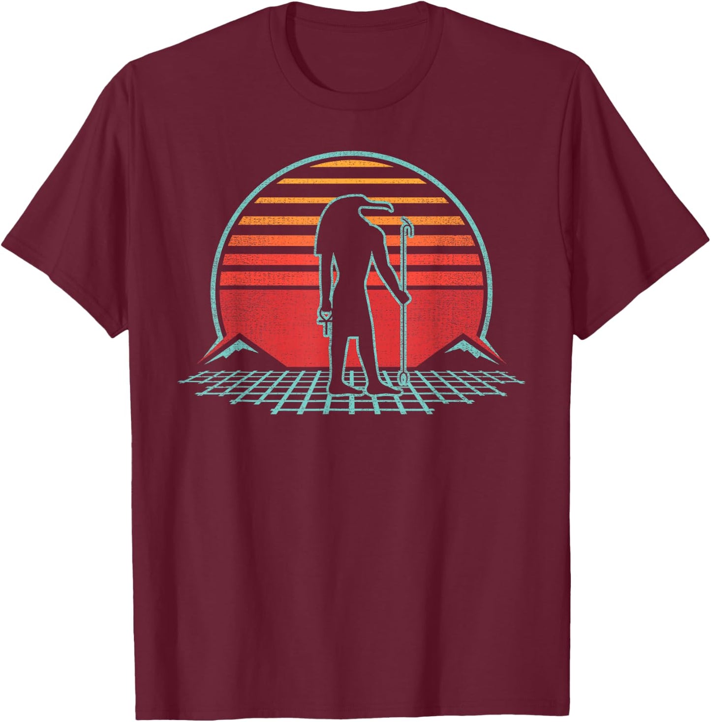 Thoth Egyptian God Retro Vintage 80s Gift T-Shirt - T-Shirt | Maroon