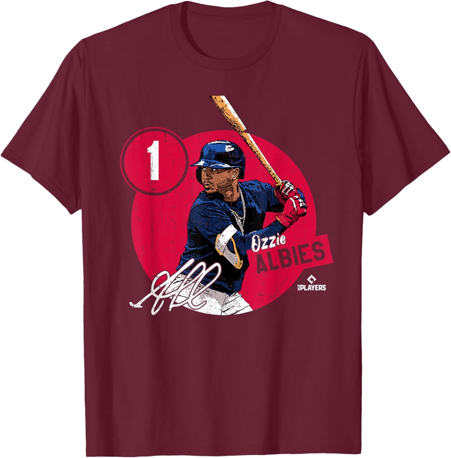 Ozzie Albies | Atlanta Baseball MLB Players | MLBALB4011 T-Shirt - T-Shirt | Maroon