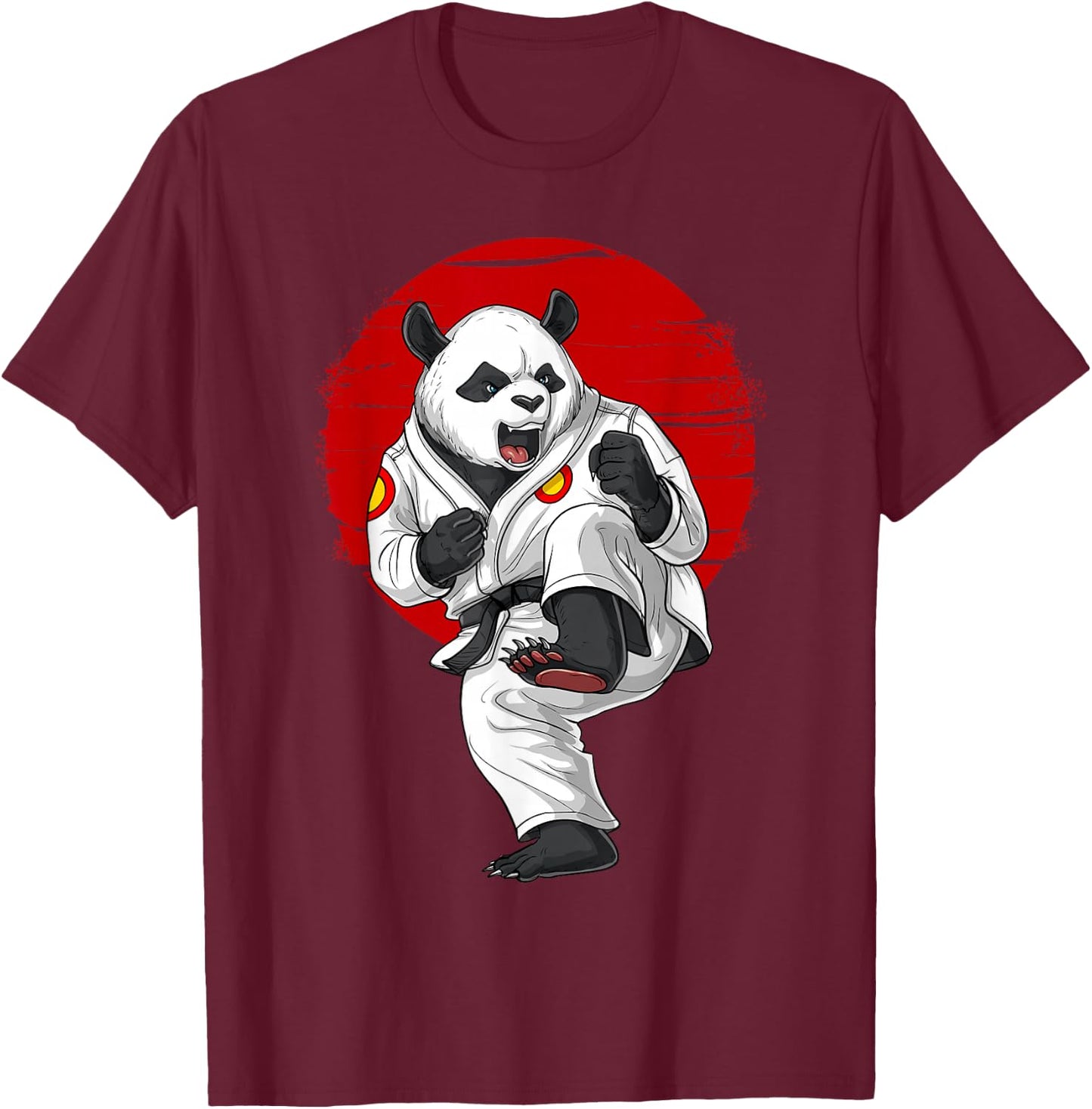 Panda Bear Karate Kickboxing Muay Thai Martial Arts T-Shirt - T-Shirt | Maroon