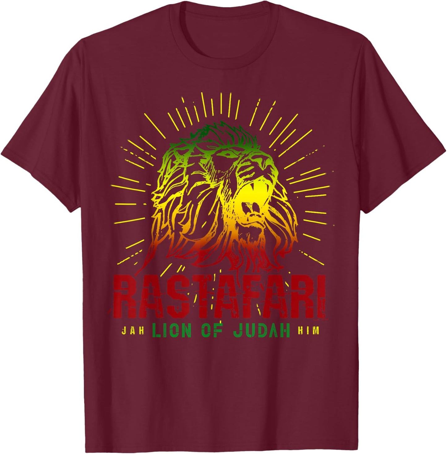 Rastafari Lion of Judah - Jah Him Reggae Music Rasta Gift T-Shirt - T-Shirt | Maroon