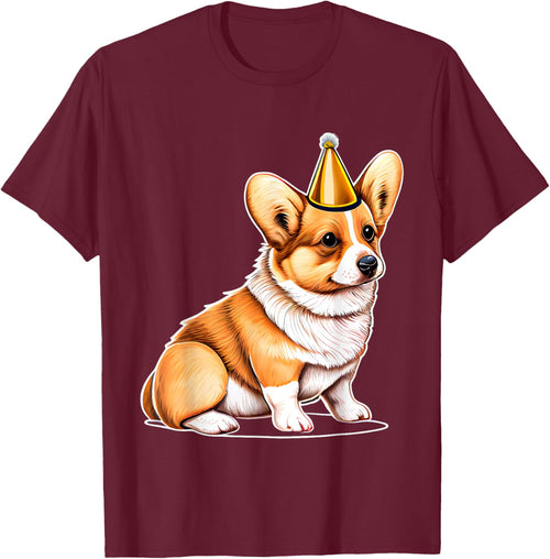 Adorable Corgi With Party Hat Birthday