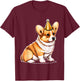 Adorable Corgi With Party Hat Birthday T-Shirt - T-Shirt | Maroon