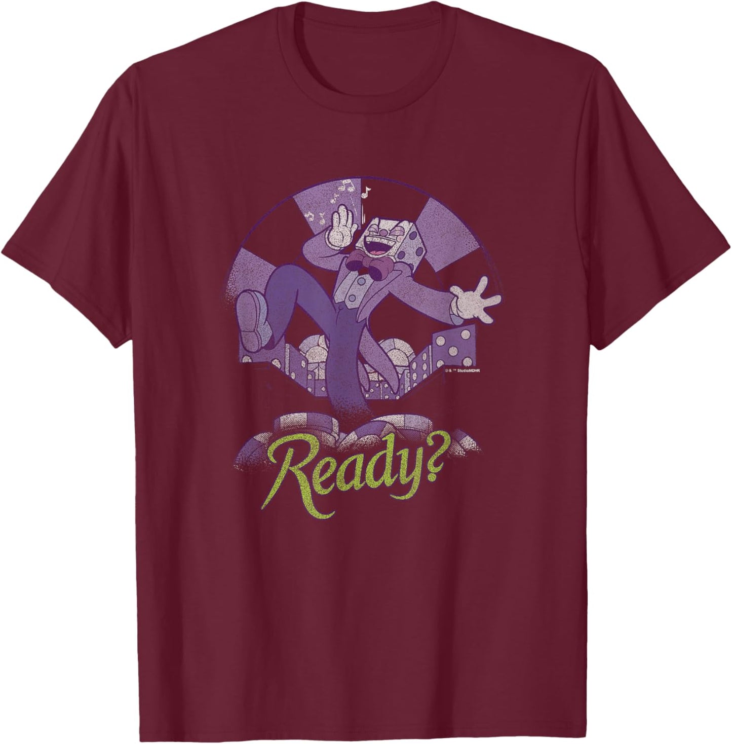 Cuphead King Dice Ready? Singing In His World Distressed T-Shirt - T-Shirt | Maroon