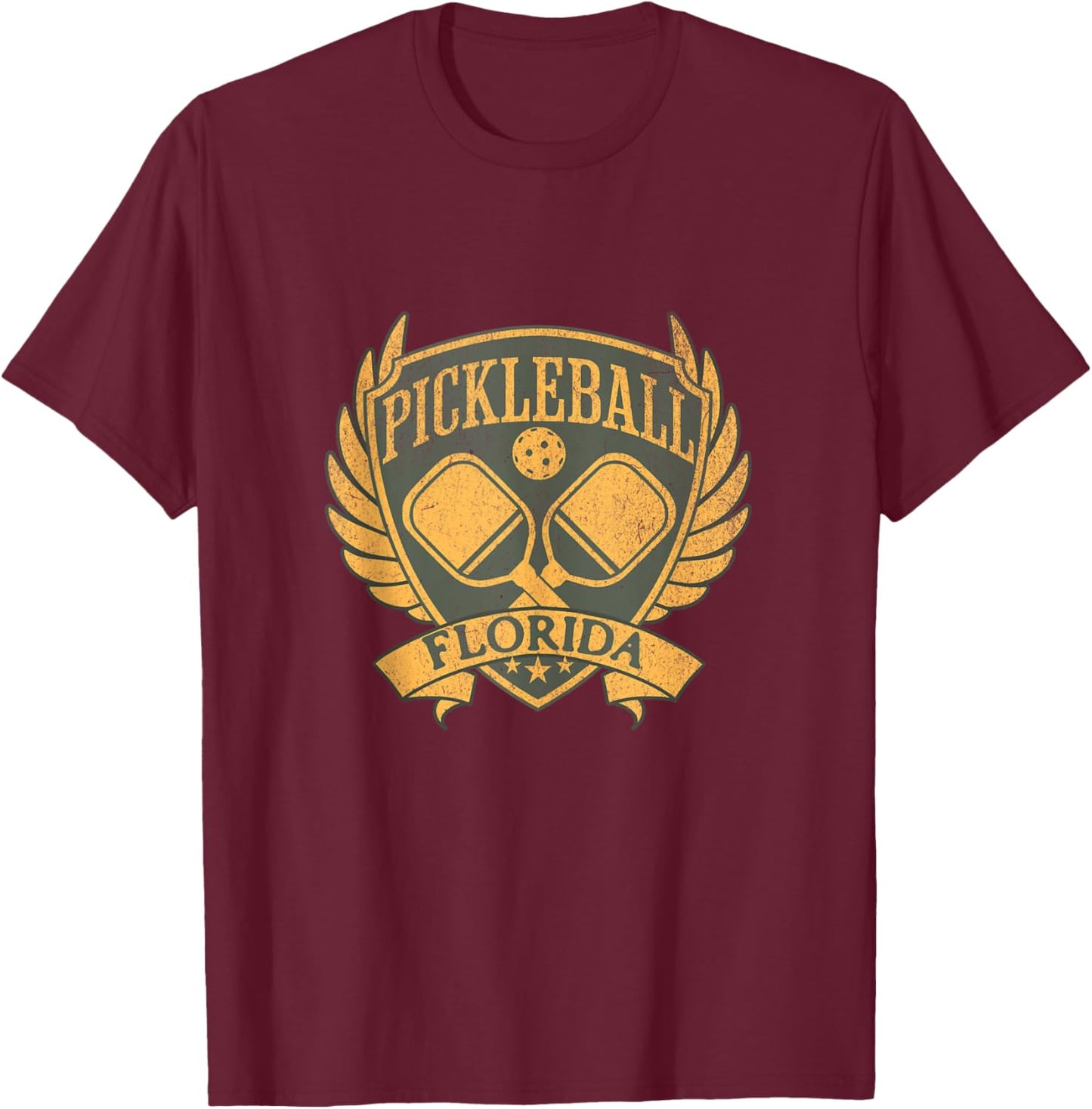 Florida Pickleball Shirt State Paddle Sport Pickleballer T-Shirt - T-Shirt | Maroon