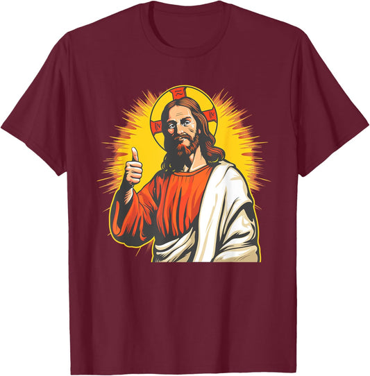 Amazing Jesus with Thumb up for Boys and Girls T-Shirt - T-Shirt | Maroon