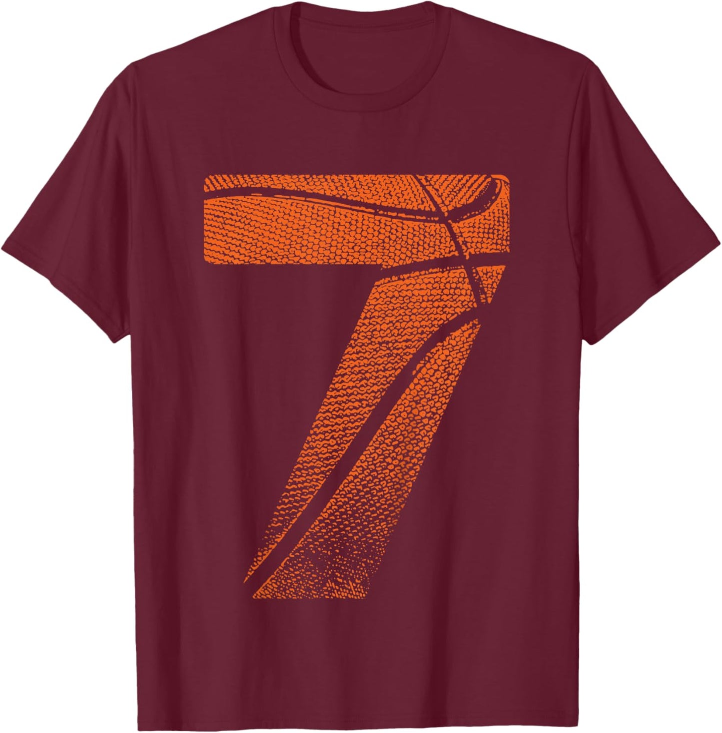 Kids 7th Birthday Boy Basketball Player Basketball 7 Years Old T-Shirt - T-Shirt | Maroon