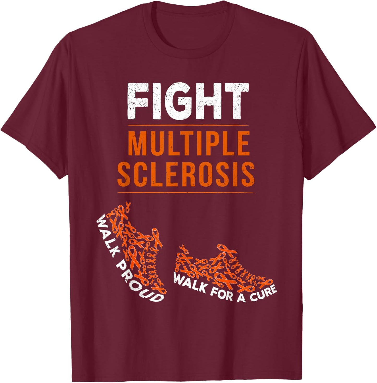 Fight Multiple Sclerosis MS Awareness Warrior Ribbon T-Shirt - T-Shirt | Maroon