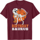 Vintage Spooky Birthday Saurus Dinosaur Skeleton Rex Pumpkin T-Shirt - T-Shirt | Maroon