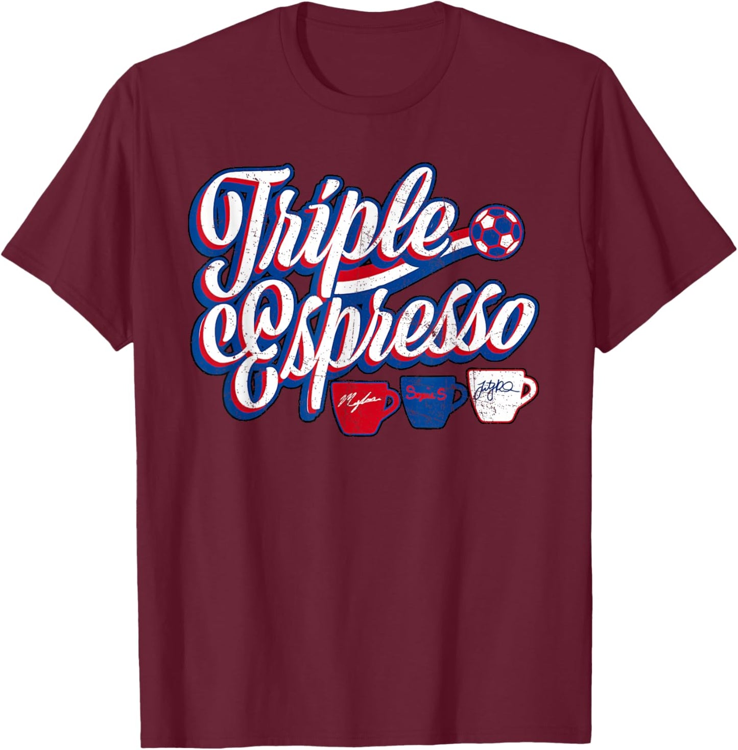 Triple Espresso Triple Espresso America USA Flag T-Shirt - T-Shirt | Maroon